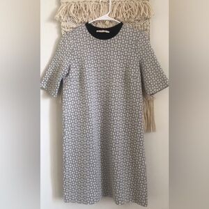 Tory Burch Textured Knit Geometric Print Tshirt Dress Short Sleeve Navy White XS